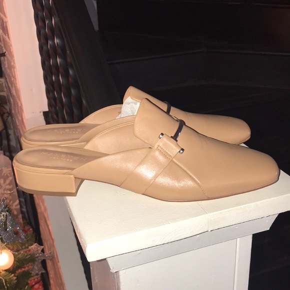 Halston Horsebit Tan Leather Mule Loafer - Picture 3 of 8